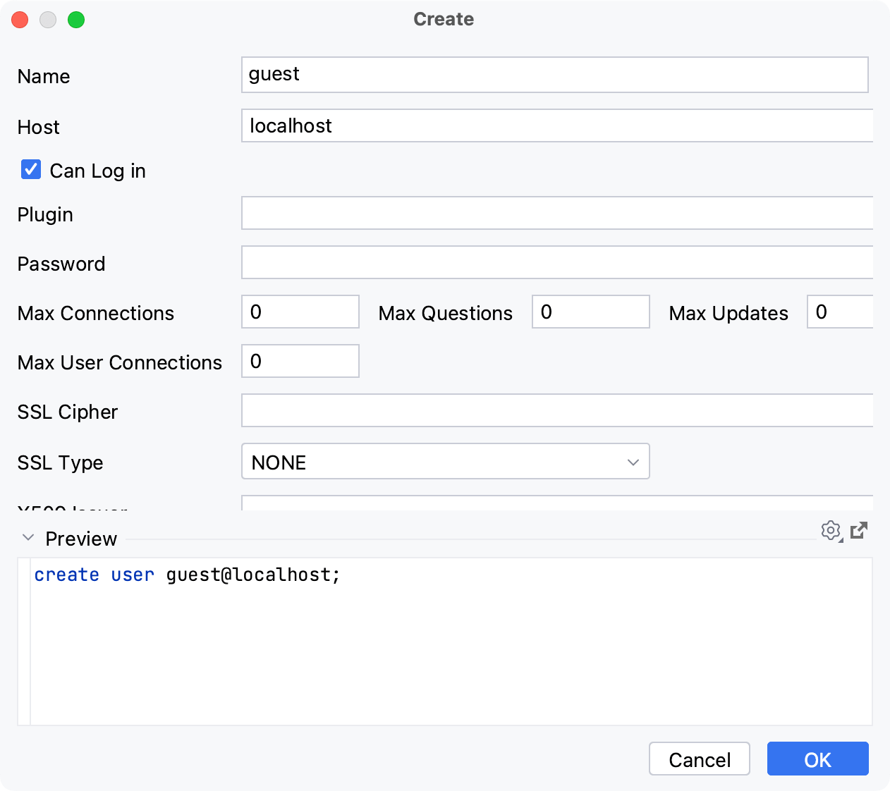 datagrip user parameters