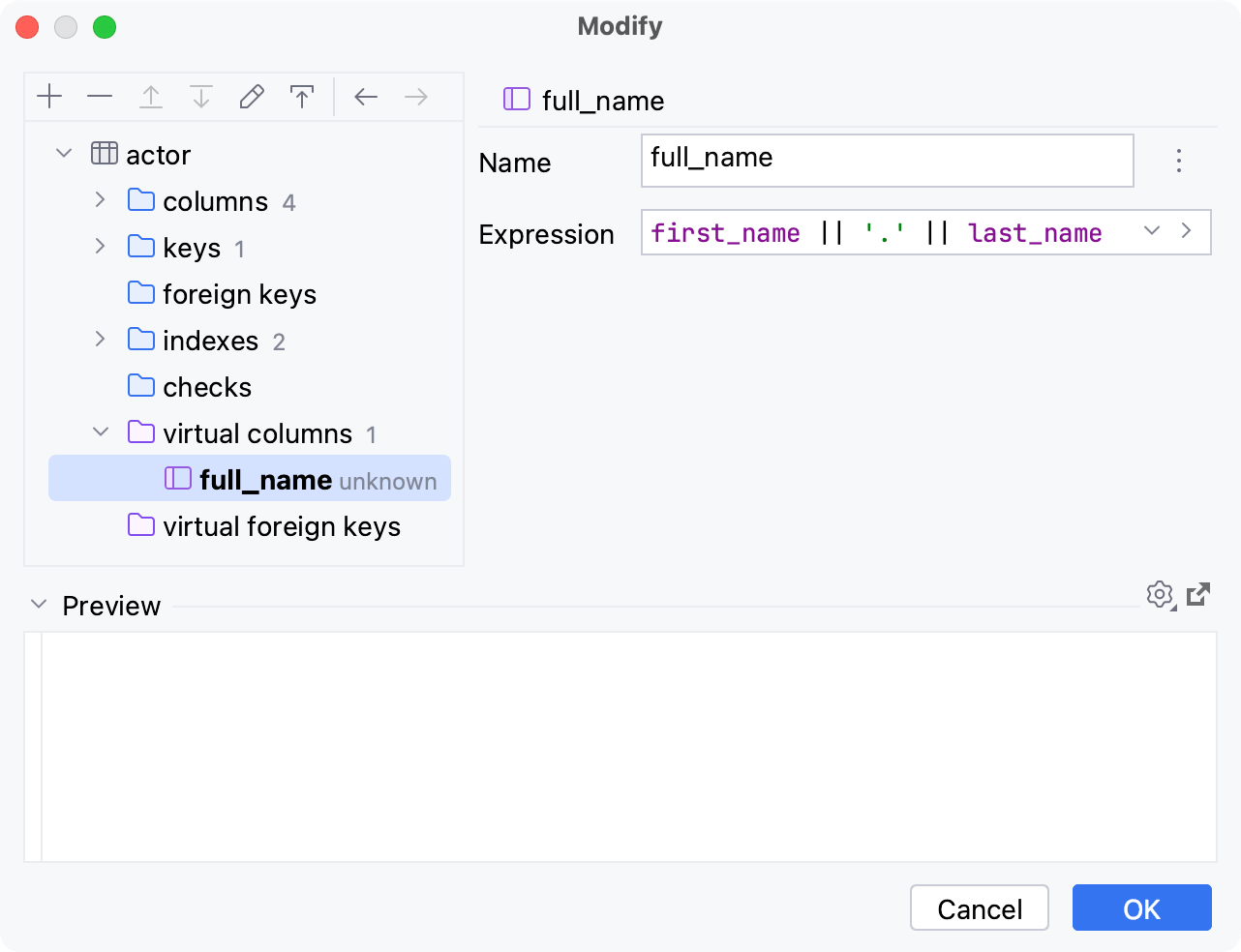 Create a virtual column