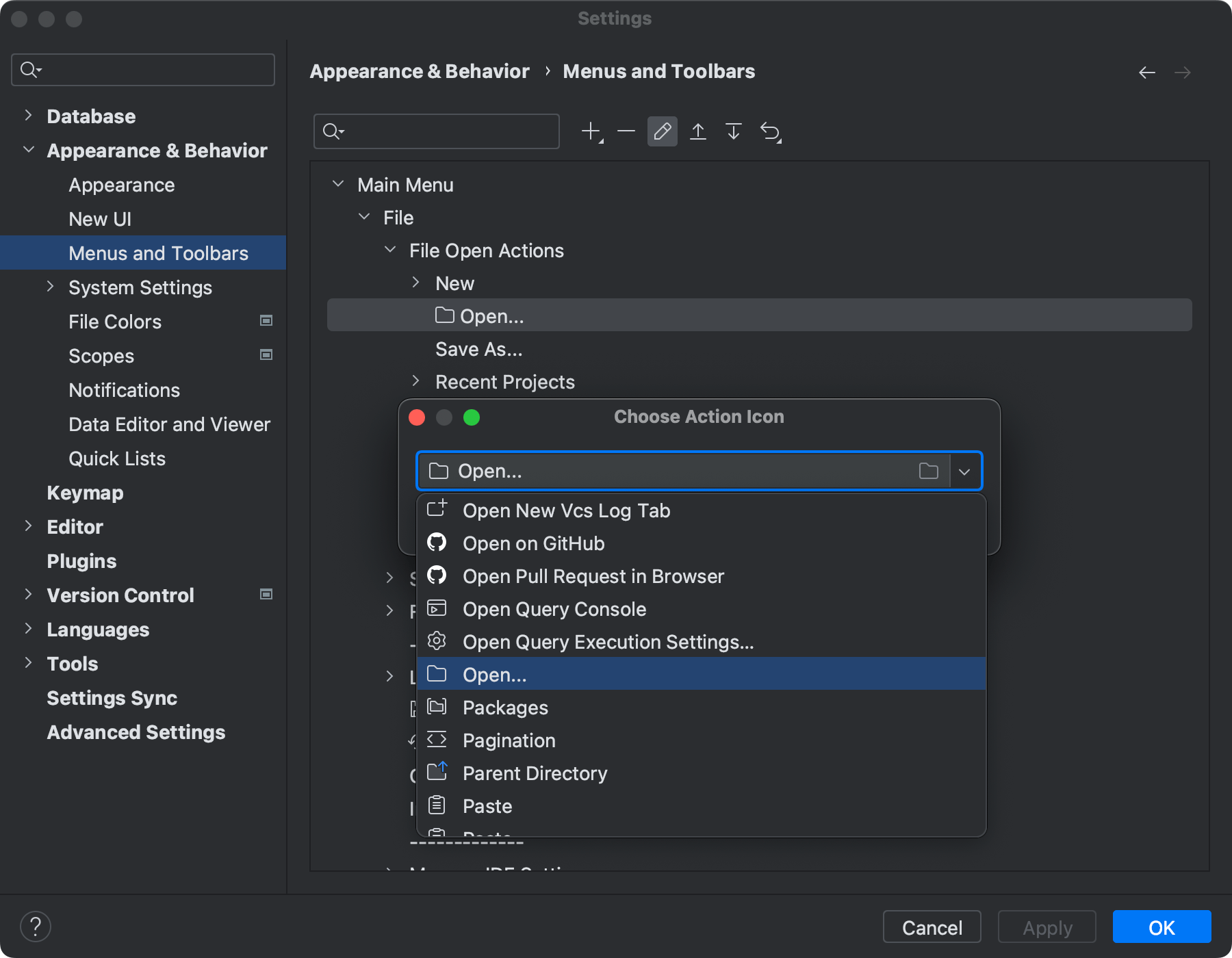 Menus and toolbars | DataGrip Documentation