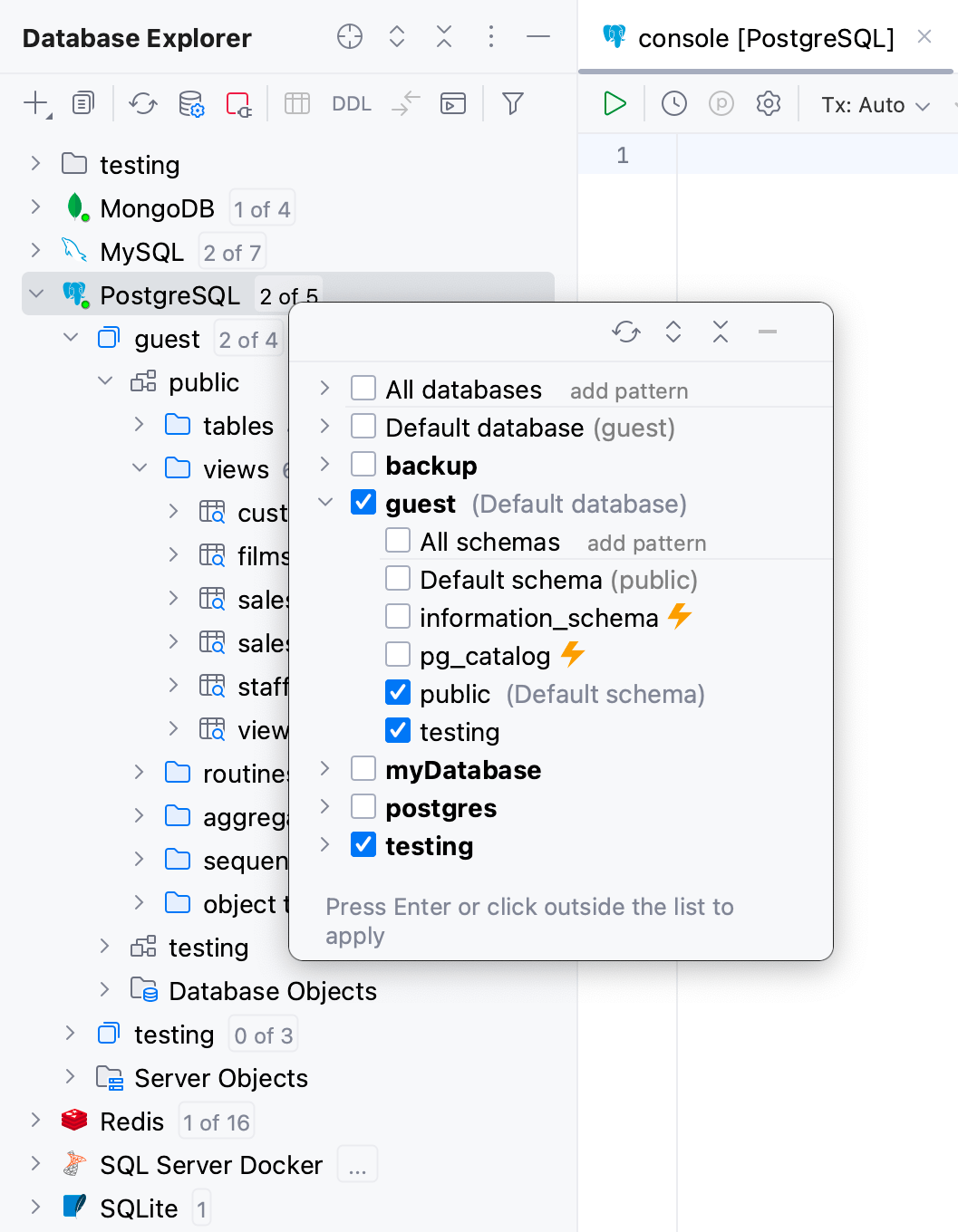 the Database Explorer