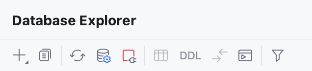 Database Explorer toolbar