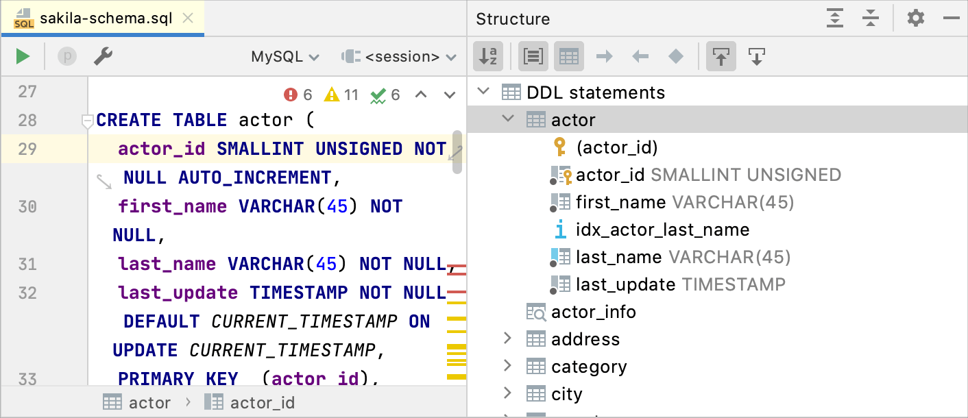 DDL statements