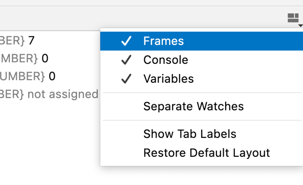 Layout options menu