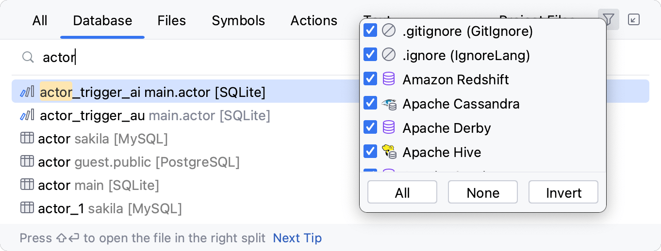 Exclude file types from search