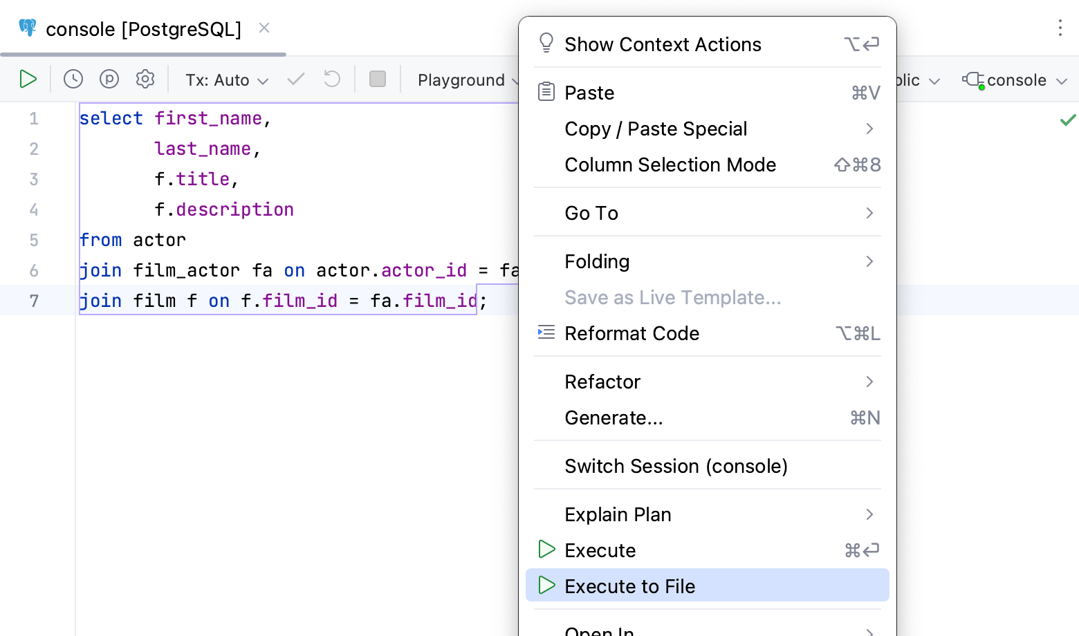 Save the result of a SELECT statement into a file