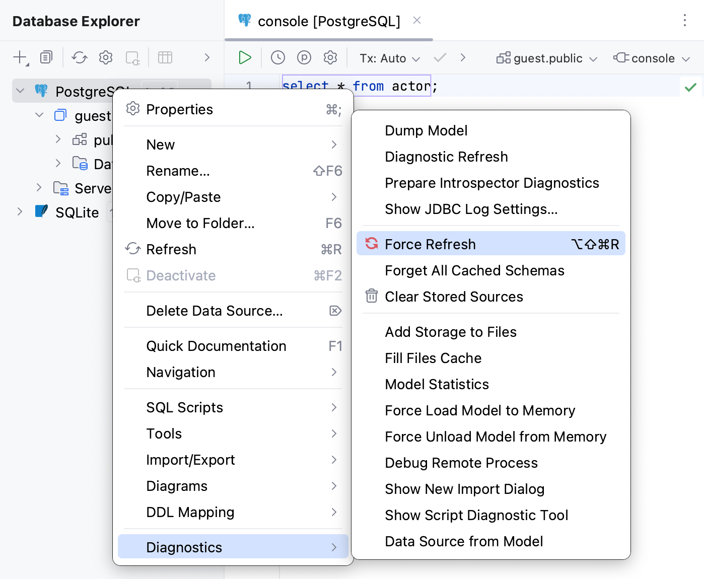 Force refresh schema information