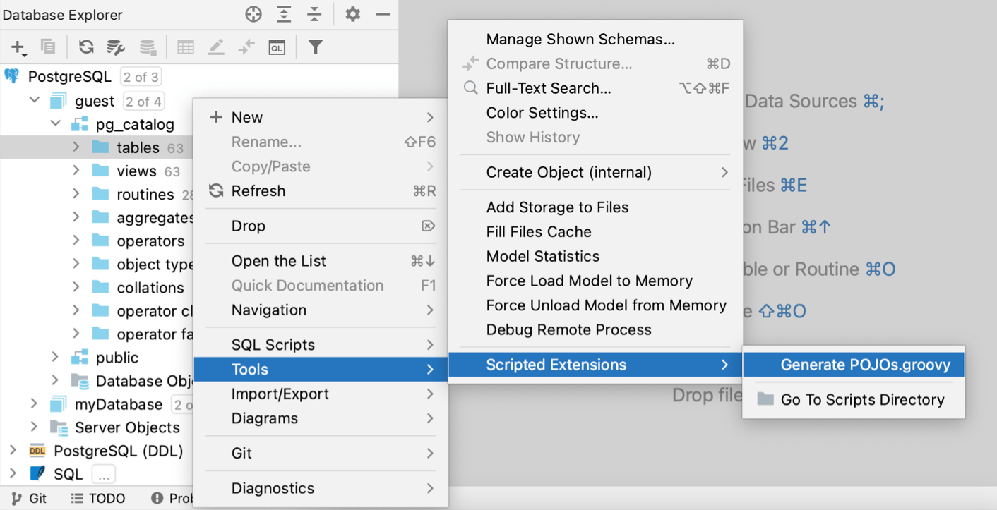 Generate Java entity classes for tables and views