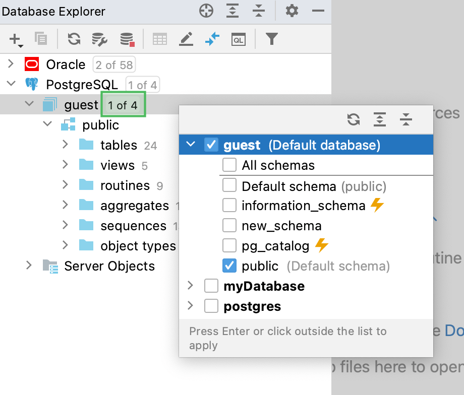 Introspected database and schema