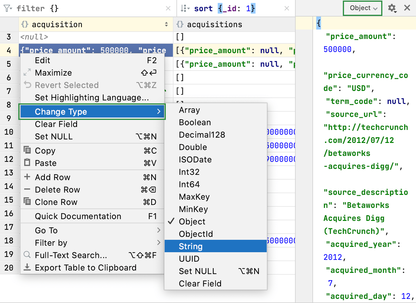 Modify data in a separate editor