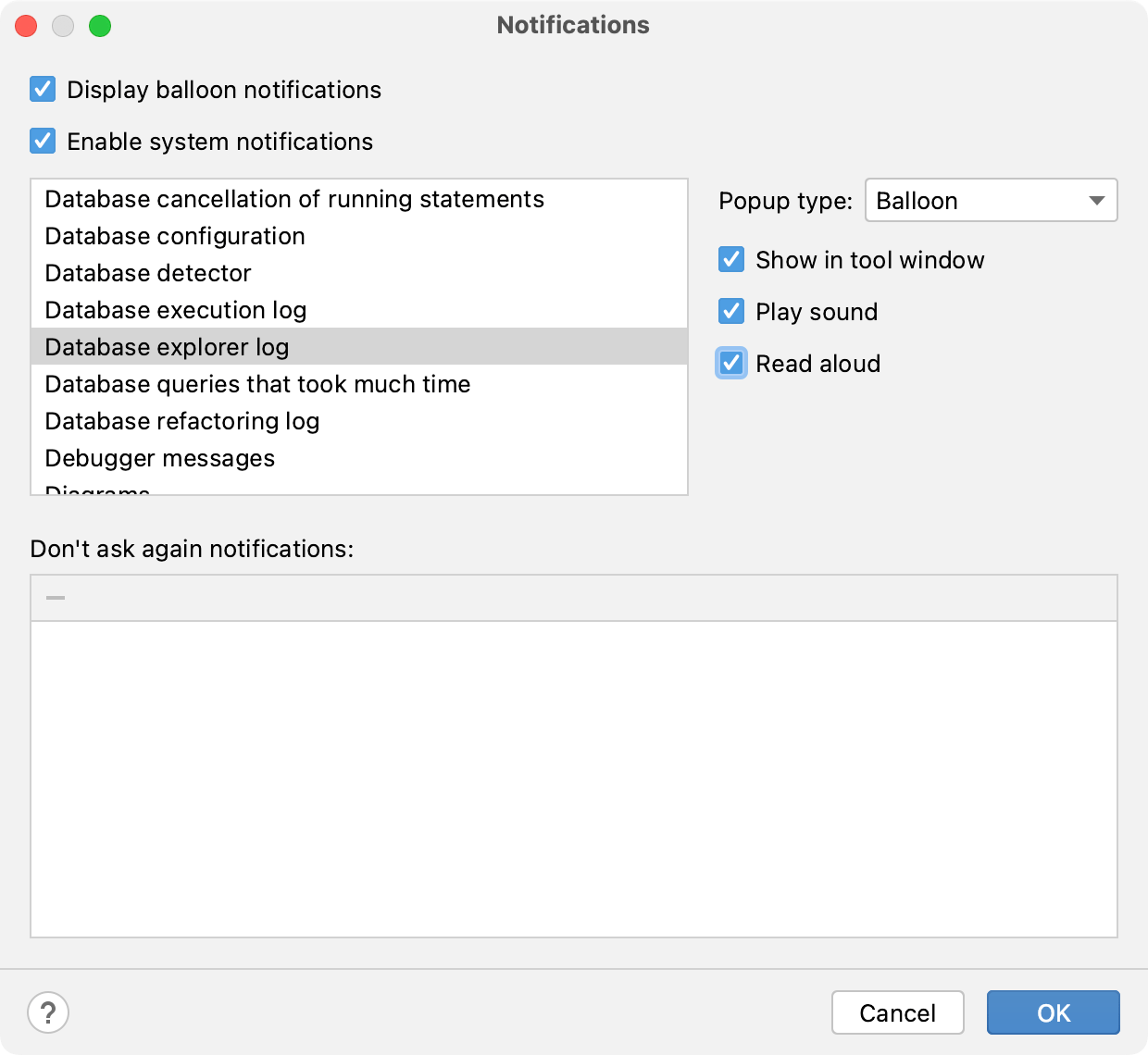 Configuring notifications settings