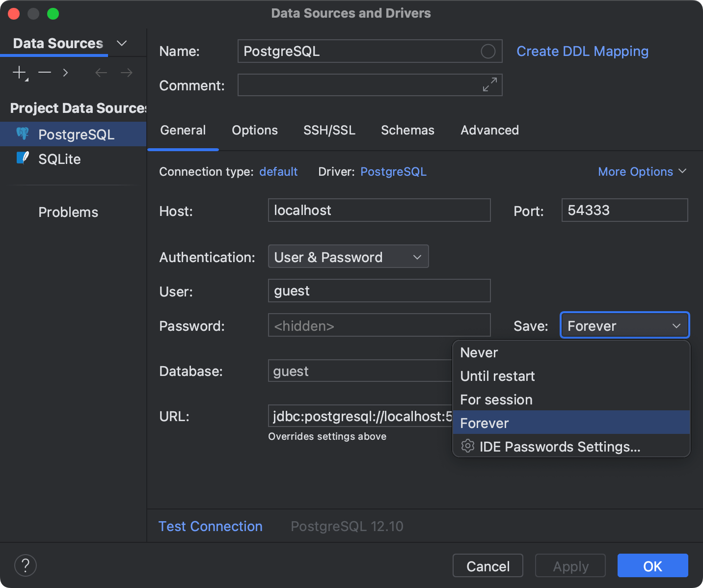 Data Sources And Drivers Dialog | IntelliJ IDEA Documentation