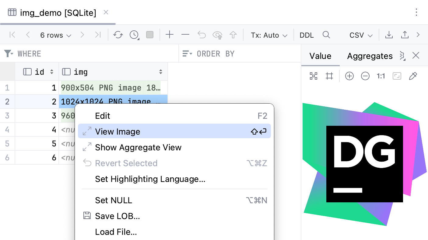 preview images in the value editor