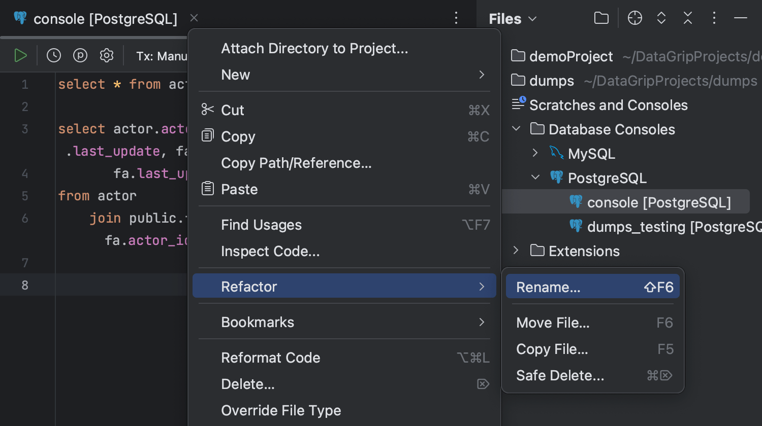 Query consoles | DataGrip Documentation