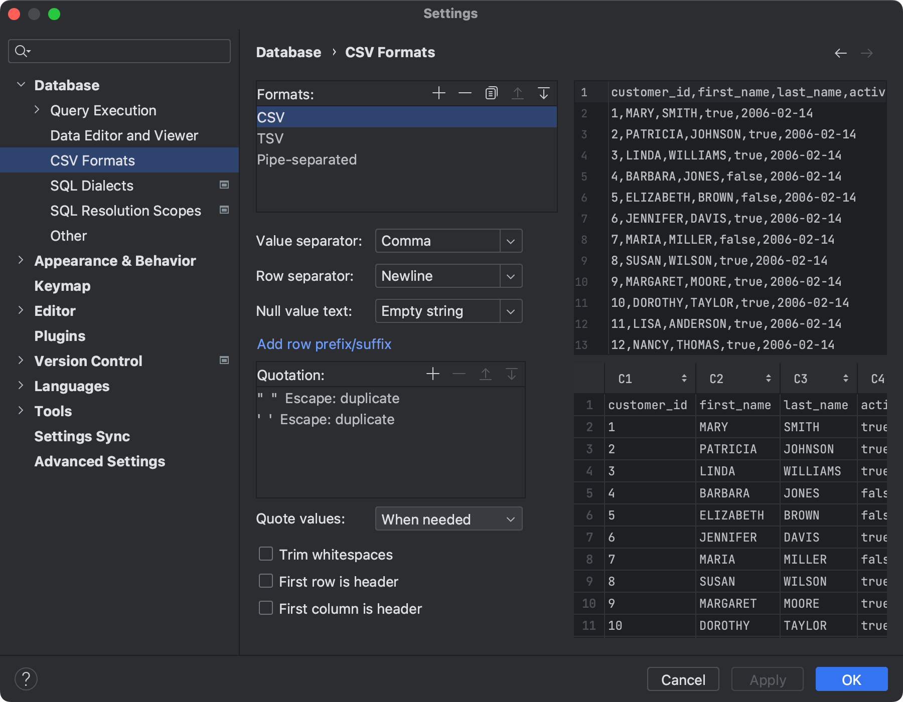 Csv Formats Datagrip Documentation 1283