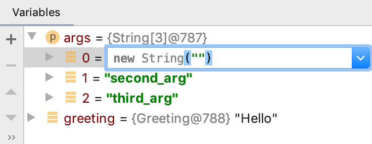 Enter new value for the variable in the field right next to its name