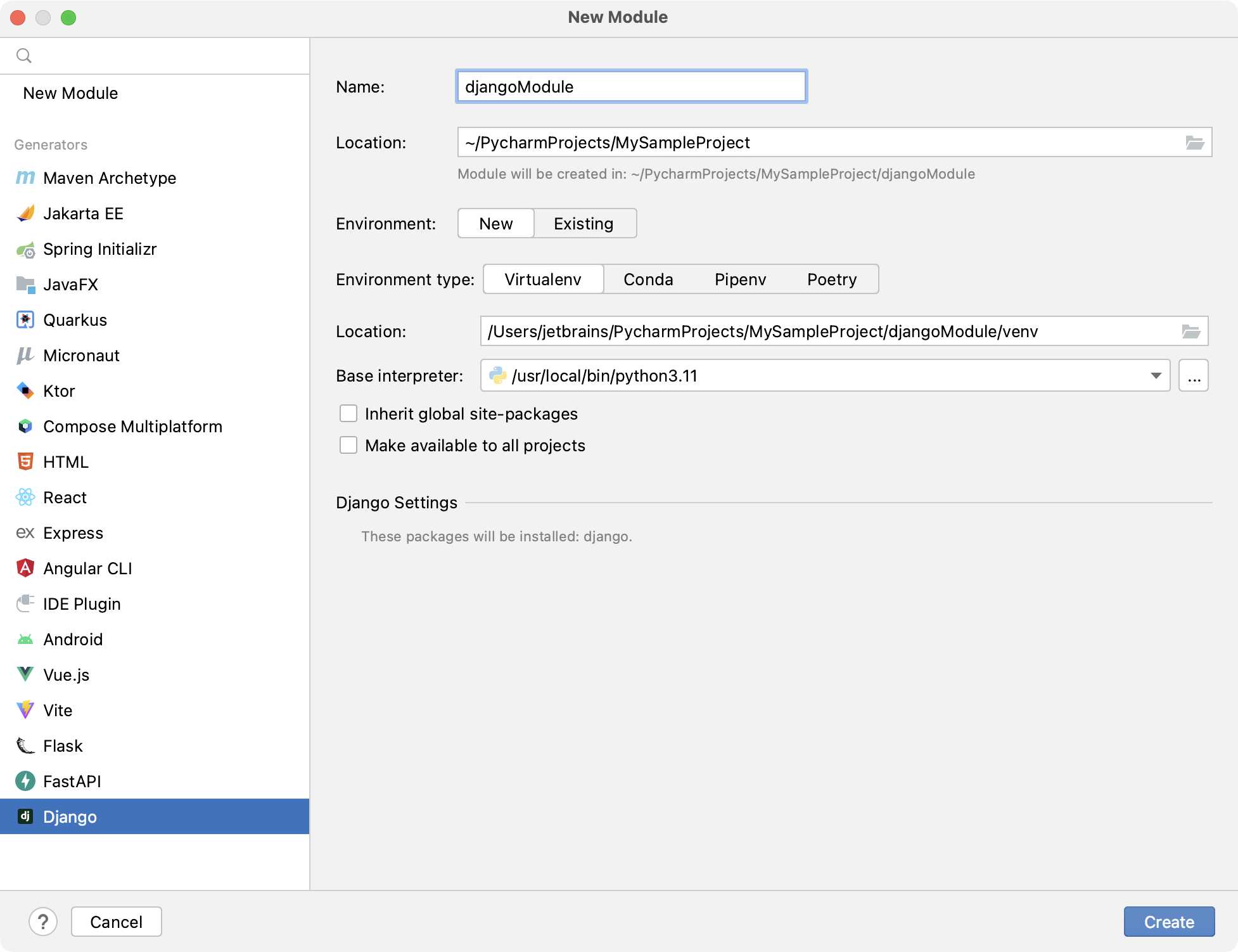 Adding a new Django module