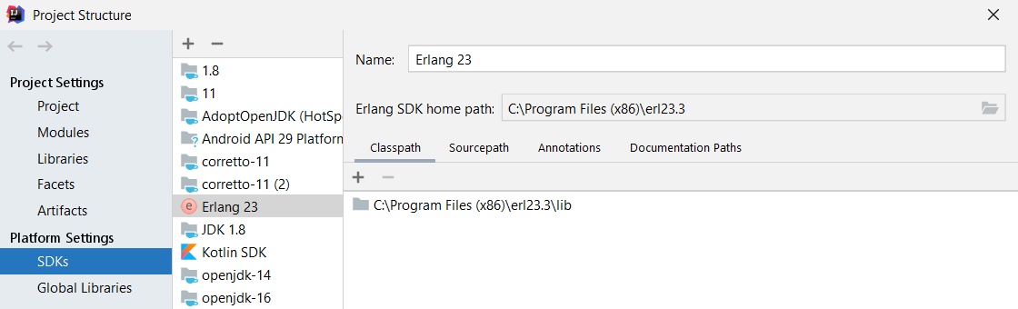 Configuring the Erlang SDK