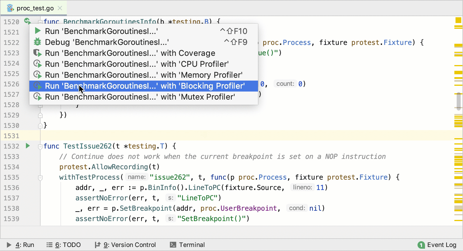 Run Blocking profiling