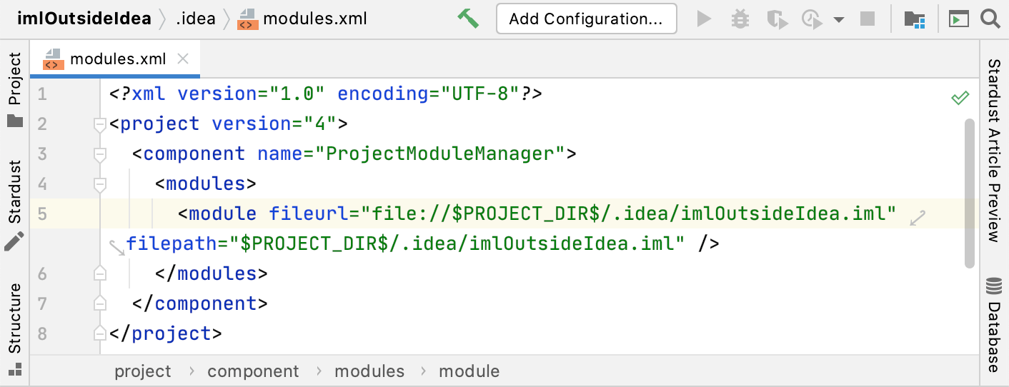 Change the IML file location for existing Go projects