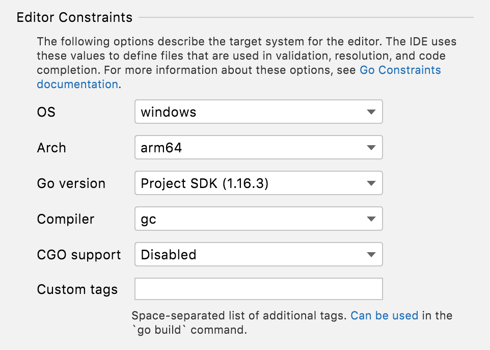 Configure build constraints for your project