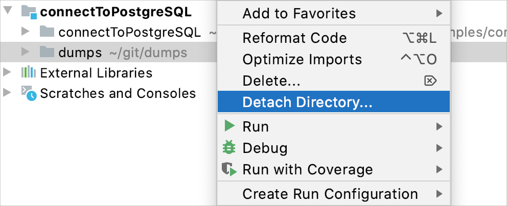 Detach a directory with SQL files