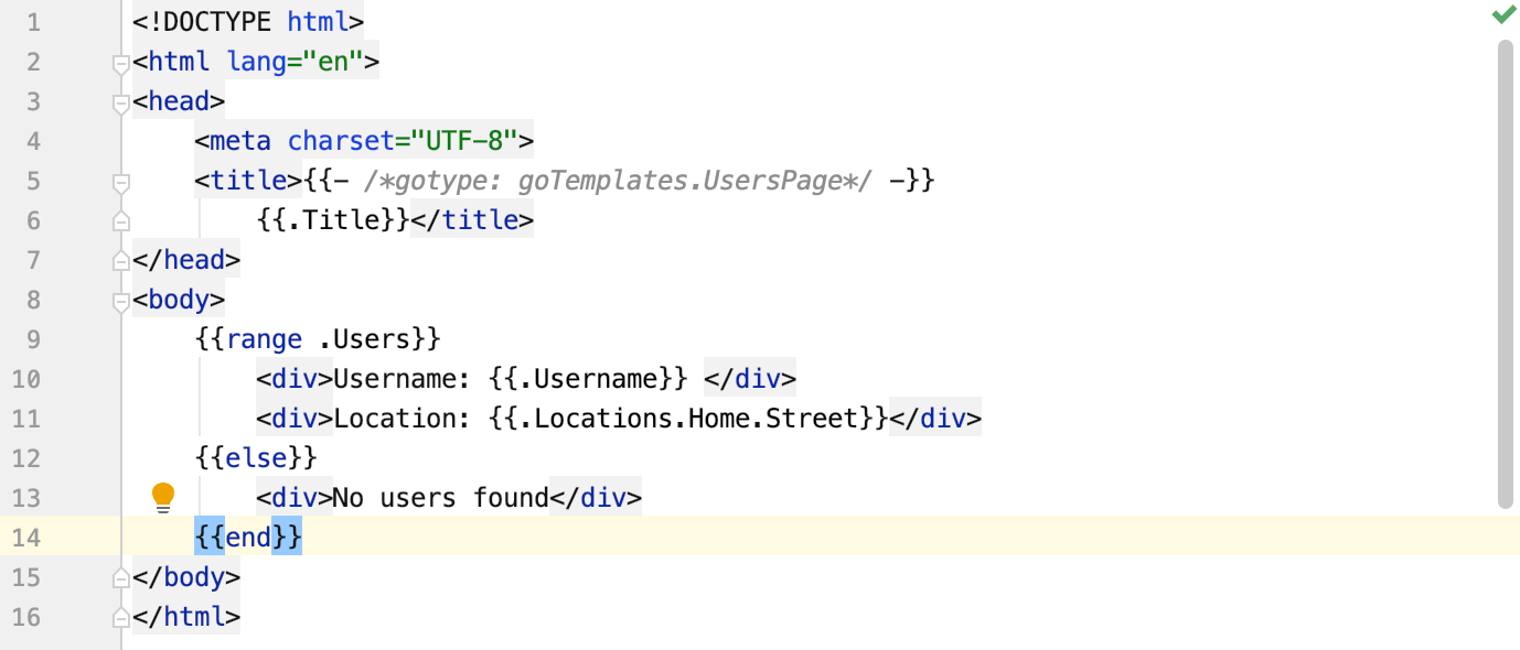 Define mapping of a type between Go template and application