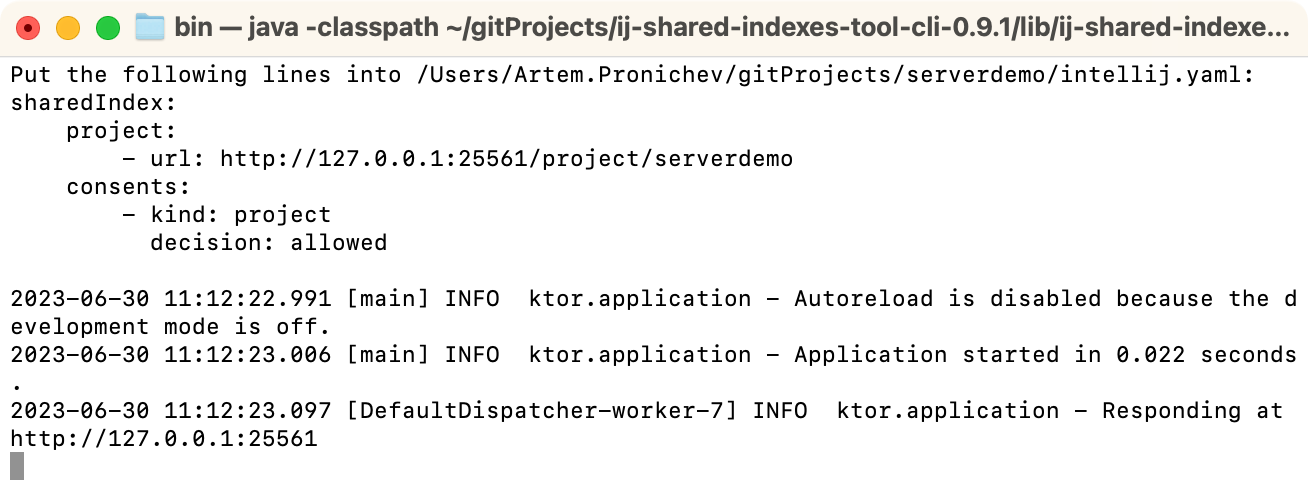 Shared indexes are generated