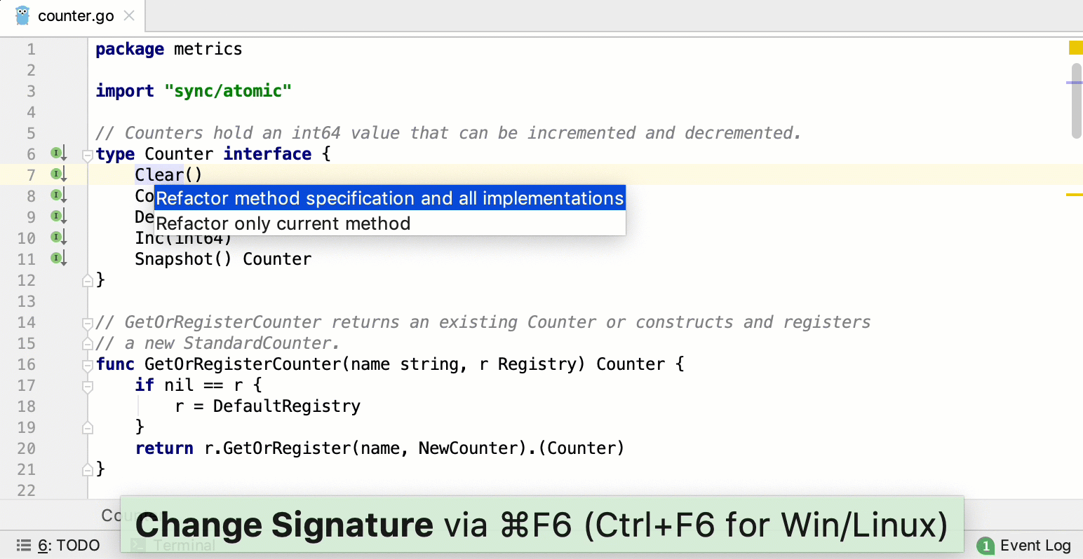 Rename methods in interfaces