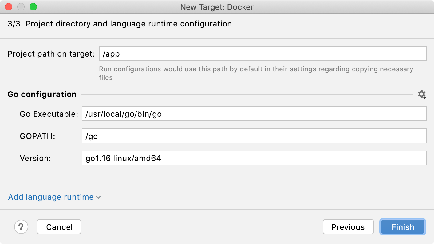 The final step of the Docker target