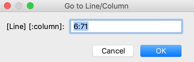 Go to line/column dialog