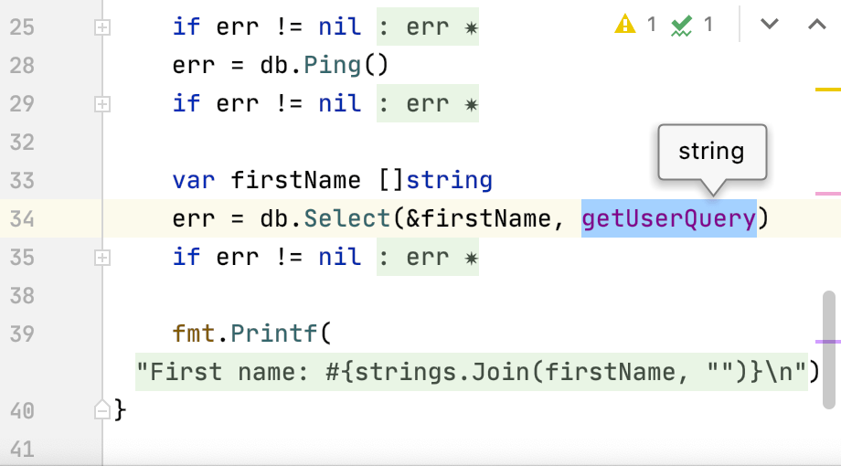 Showing the expression type info