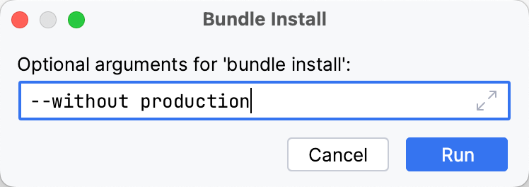 Bundle Install dialog