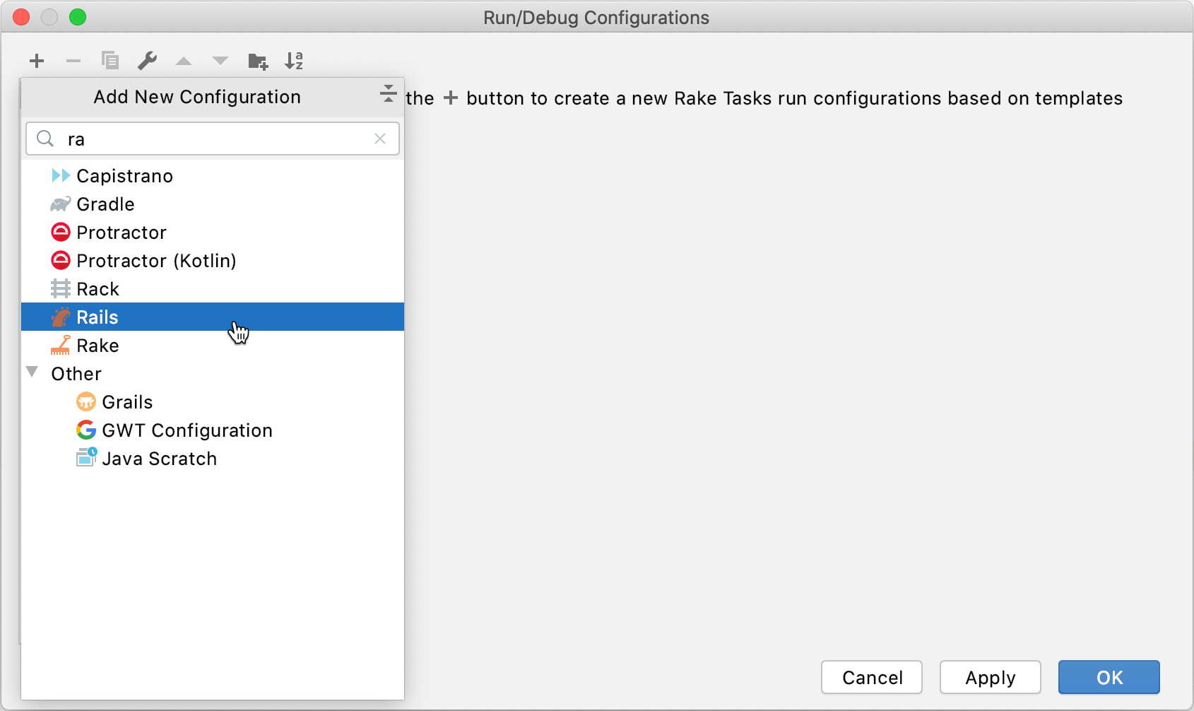 Run/Debug Configurations dialog