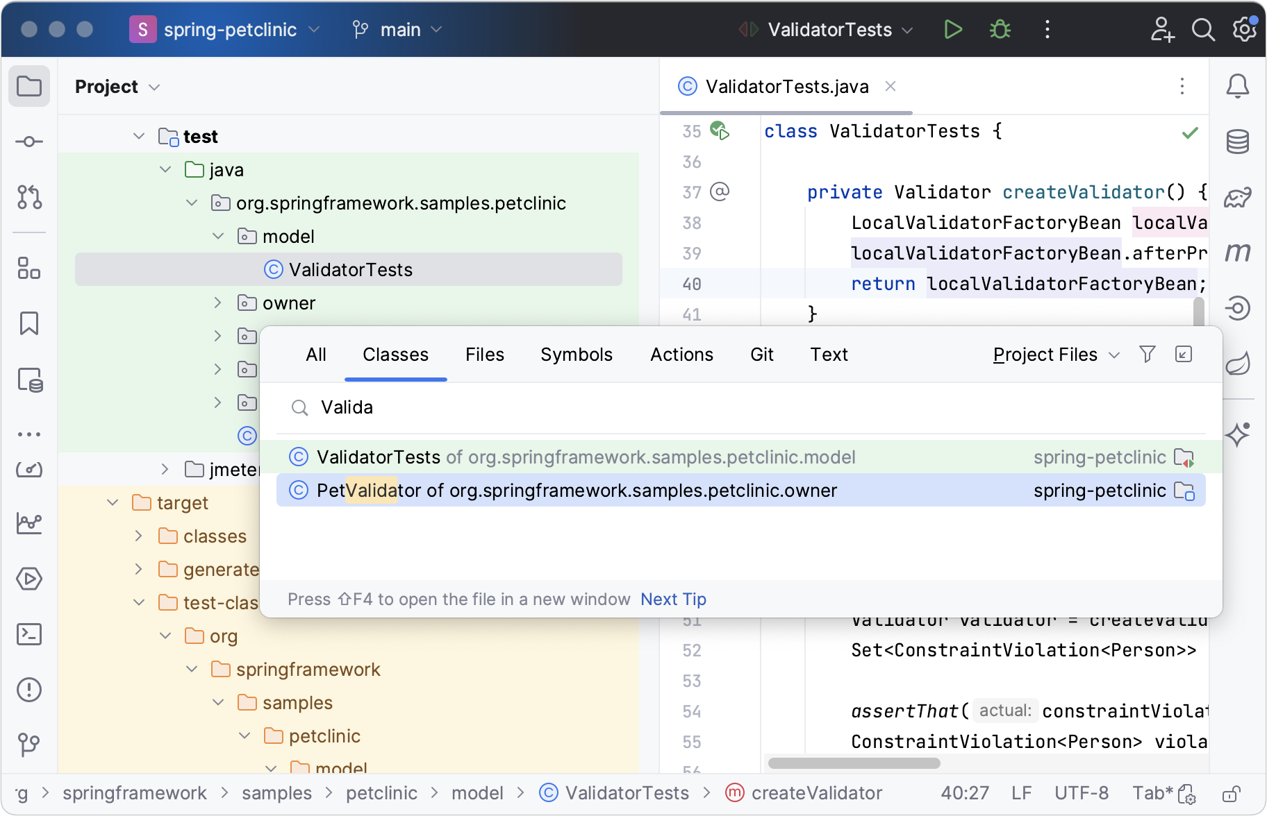 Scope highlighting in the editor tabs and search results