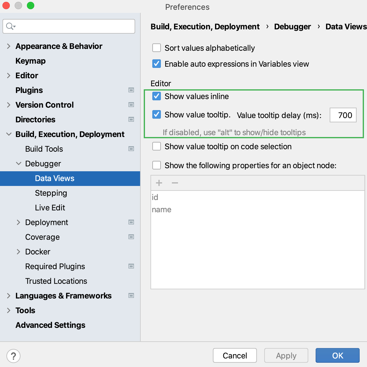 JavaScript debugger: Data views