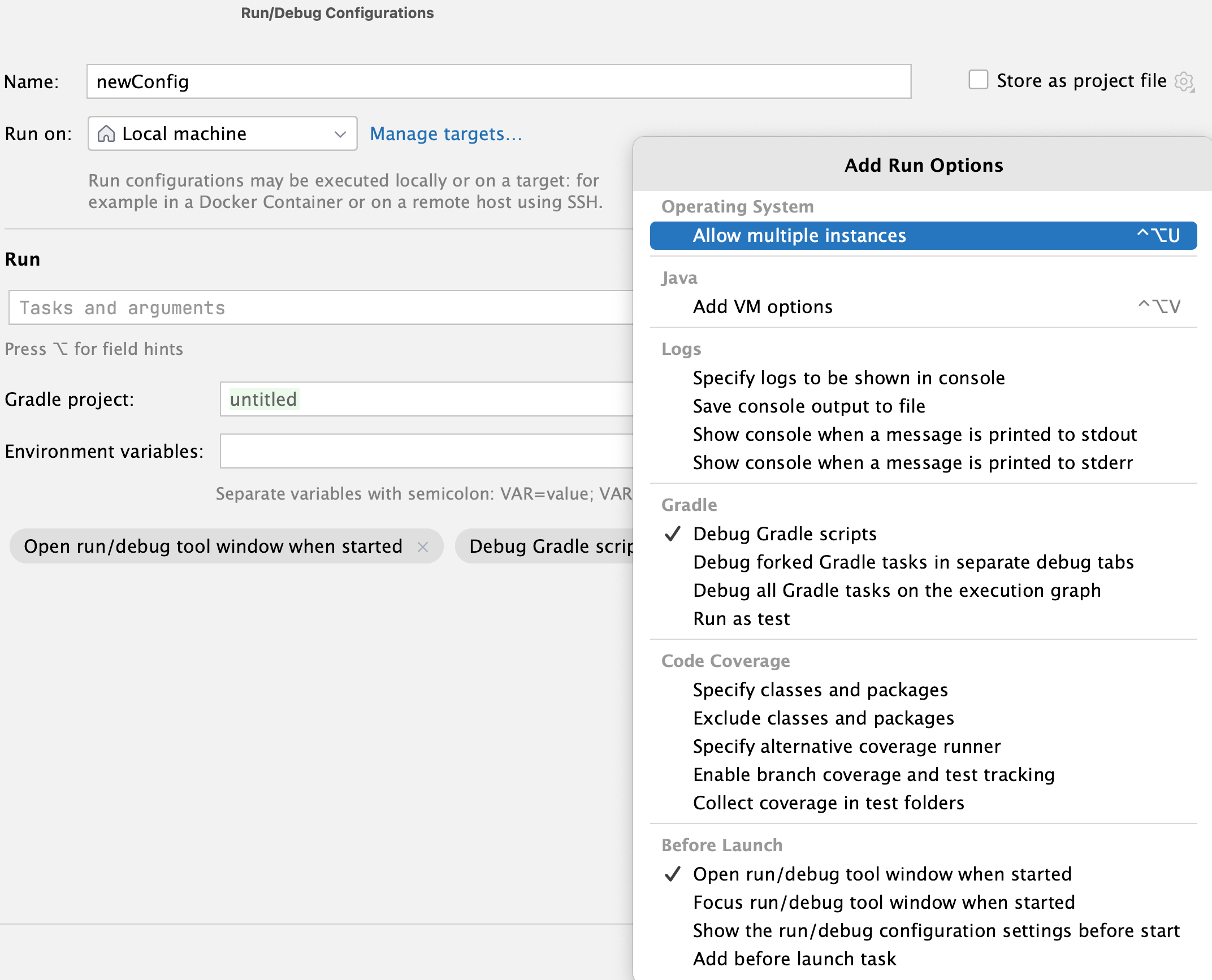 Gradle configuration settings