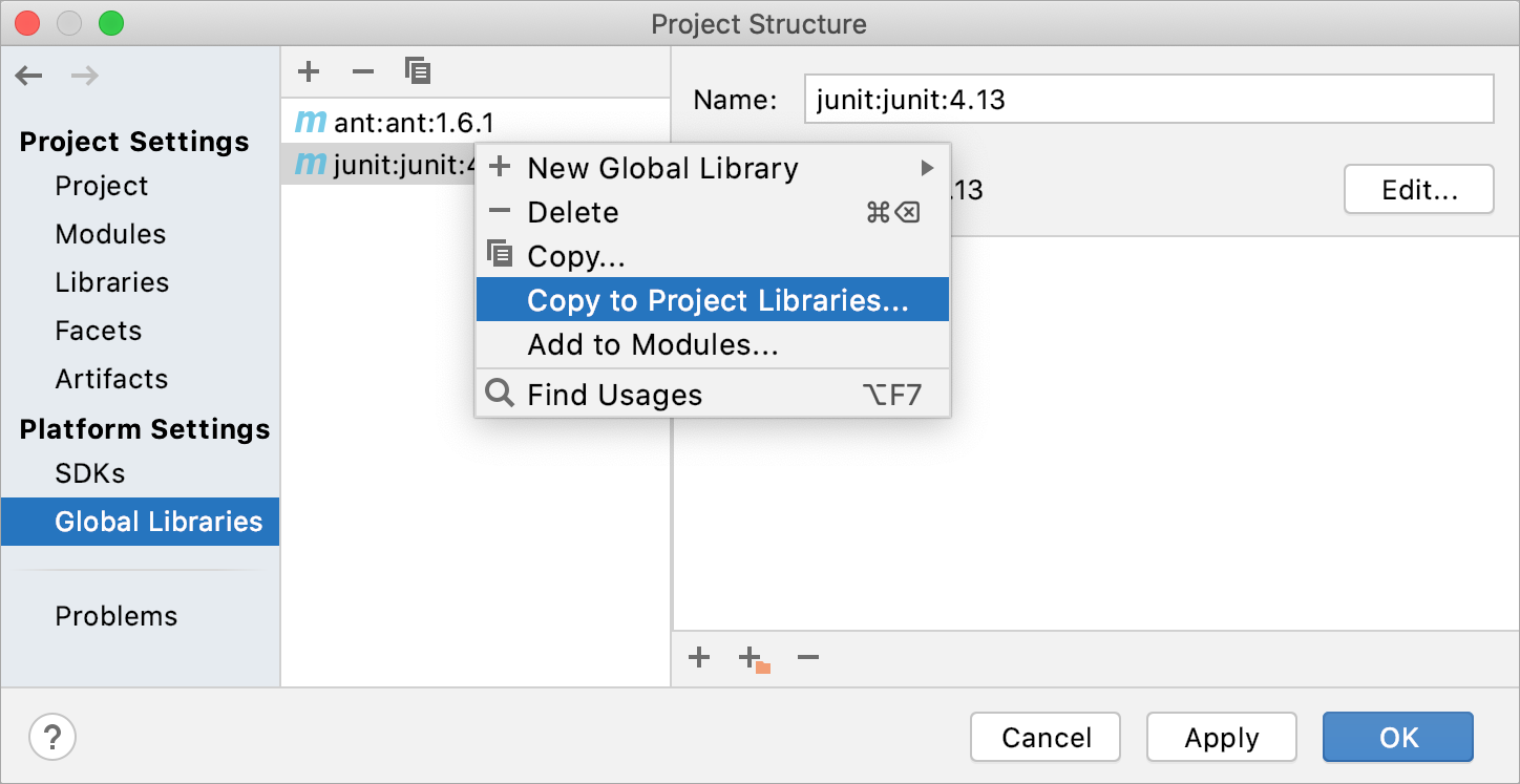 Copying a global library to a lower level