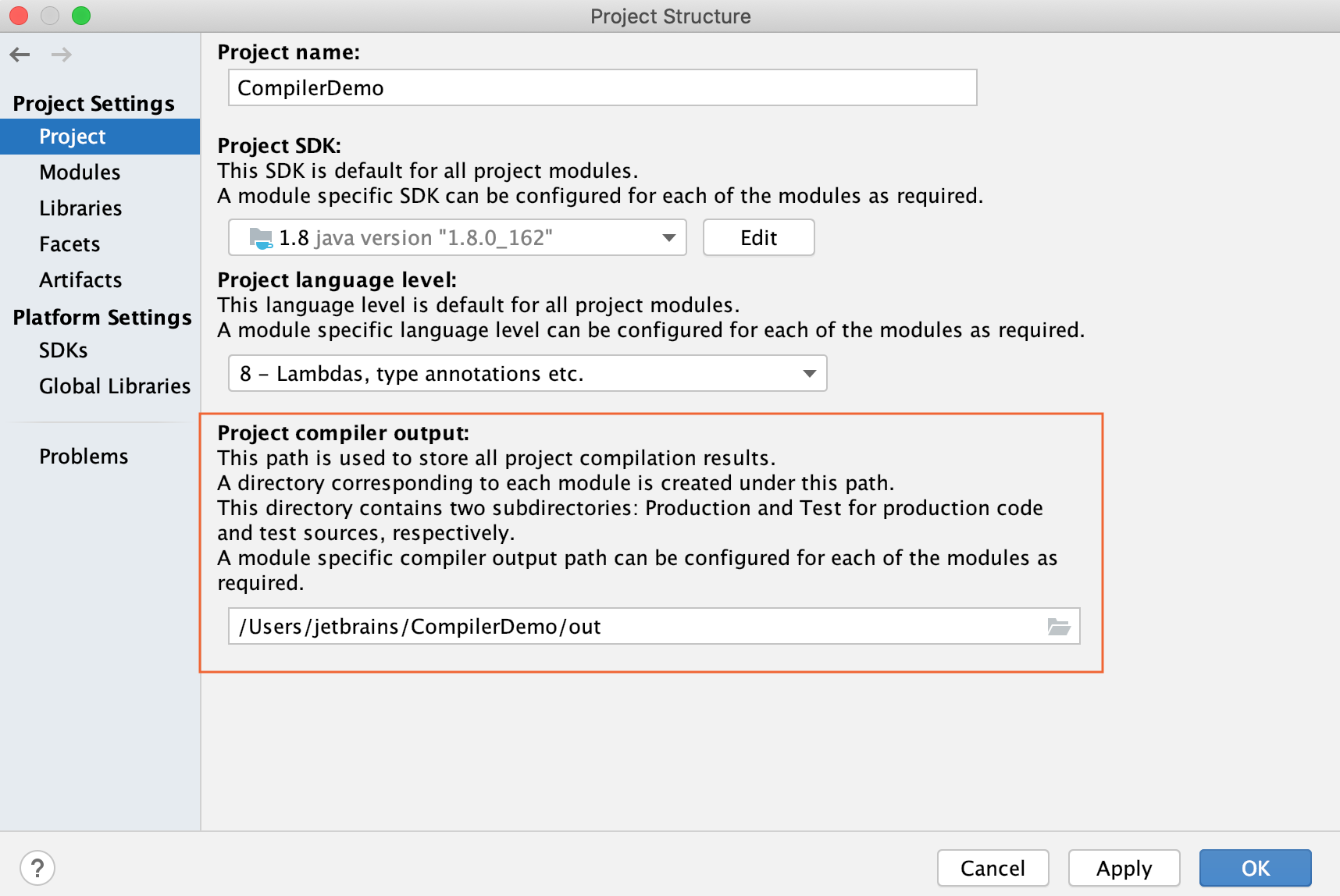 Project Structure dialog / Projects page