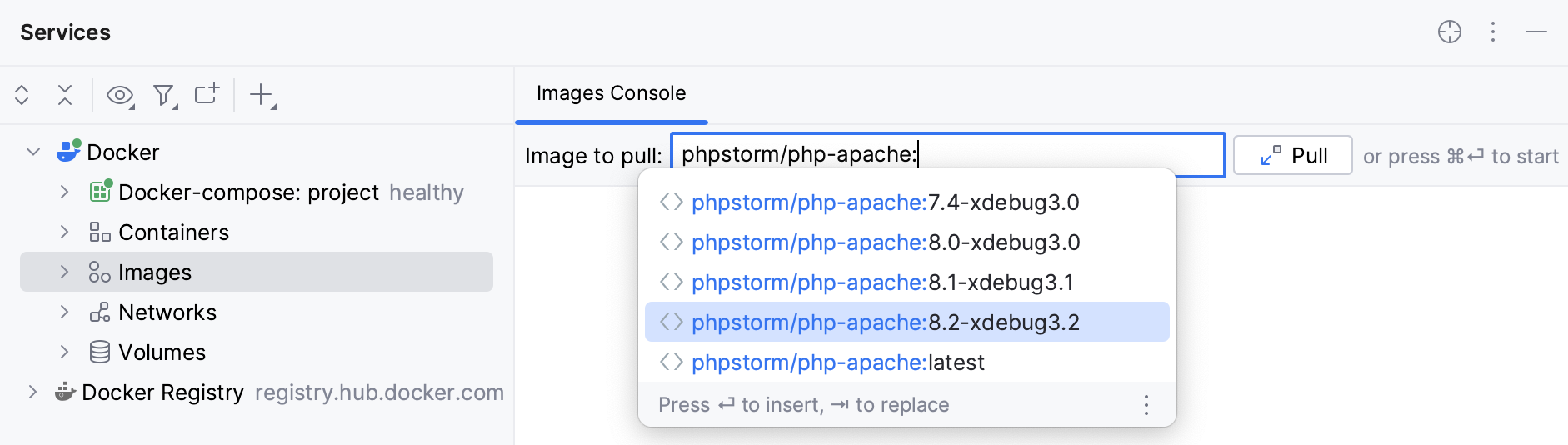 The Pull Image dialog