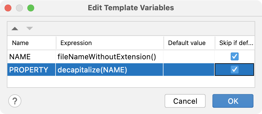 Controller live template variables used in expressions