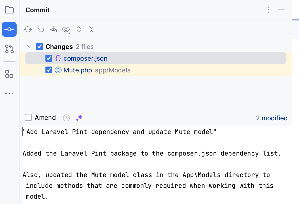 PhpStorm: AI-generated commit message