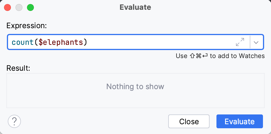 The expression is entered in the Code Fragment field