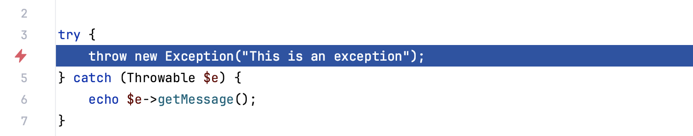 Hitting an exception breakpoint