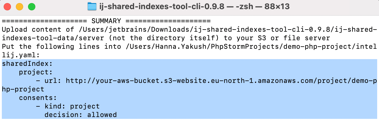 Shared indexes are generated