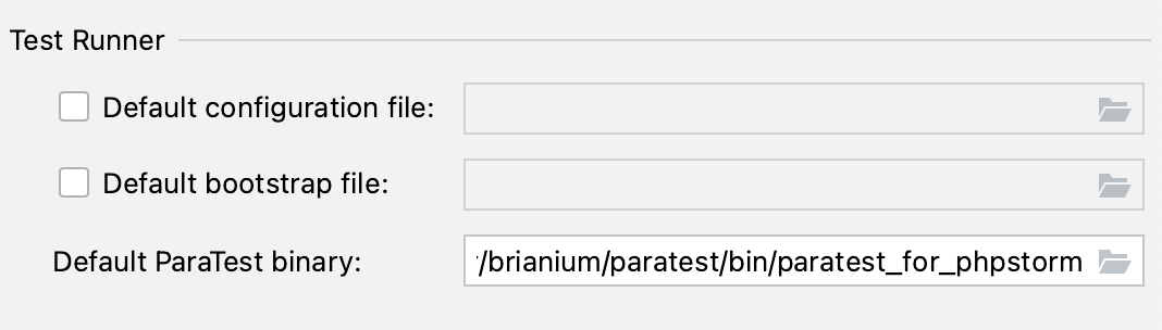 Provide path to ParaTest library in settings