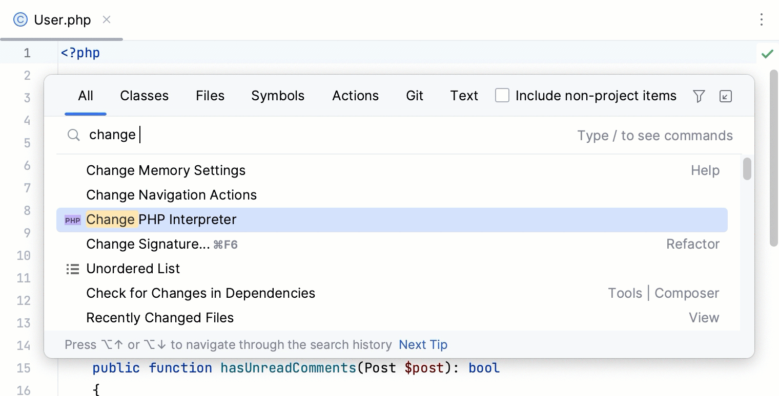 Switching the PHP interpreter