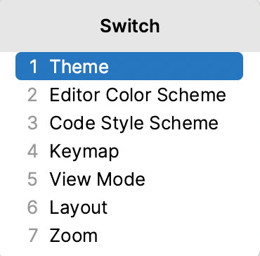 Switch scheme popup