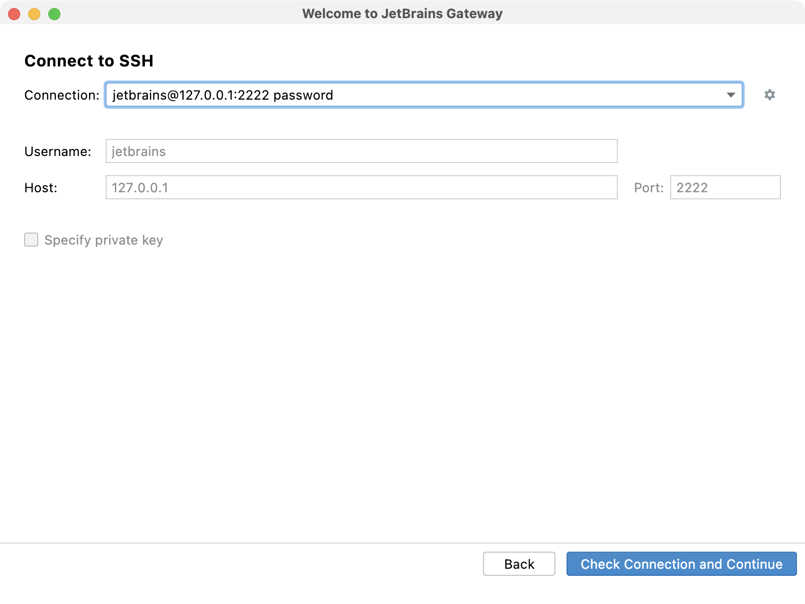 Connect via SSH