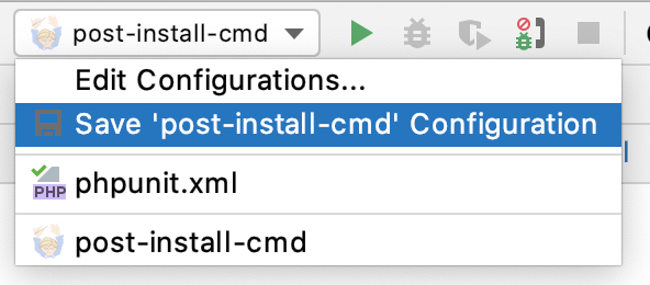 Save a temporary run configuration