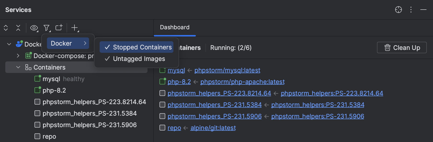 Docker containers PhpStorm Documentation